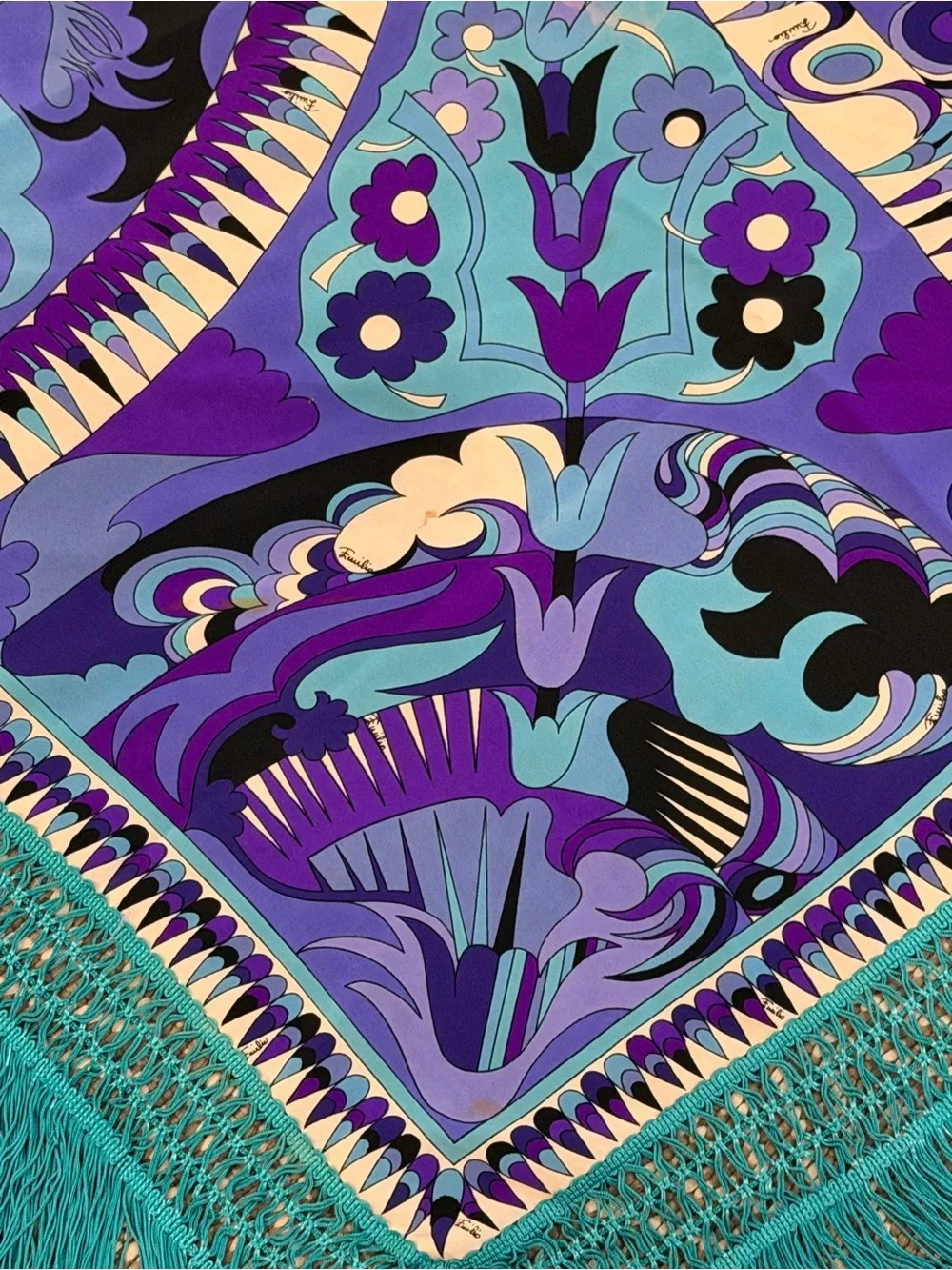 Authentic Vintage 1970s Emilio Pucci Silk Jersey Shawl / Scarf – 55” Square